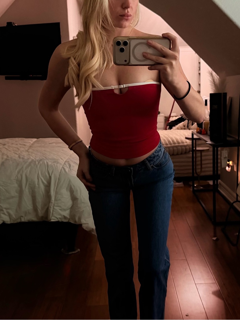 REVOLVE - Superdown Whitney Strapless Top in Red